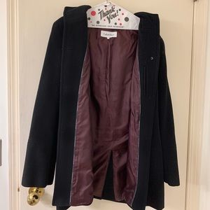 EUC Calvin Klein Hooded Black Wool Peacoat